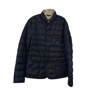 Di Bello Men's Down Puffer Quilted Jacket Size 52 US Navy Made In Italy Buttons